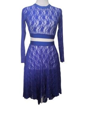 Ingenue Women’s Royal Blue Lace Midi Skirt S/M